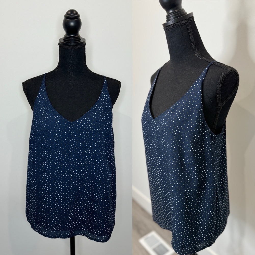 Banana Republic Blue Polka Dot V-Neck Top (S)